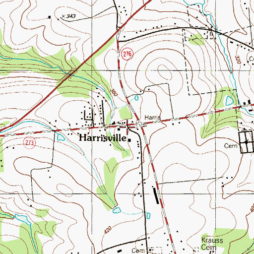Topographic Map of Harrisville, MD