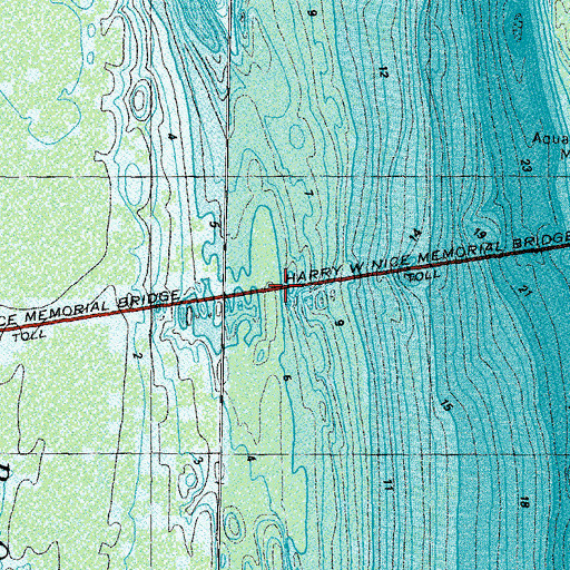 Topographic Map of Harry W Nice Memorial Bridge, MD