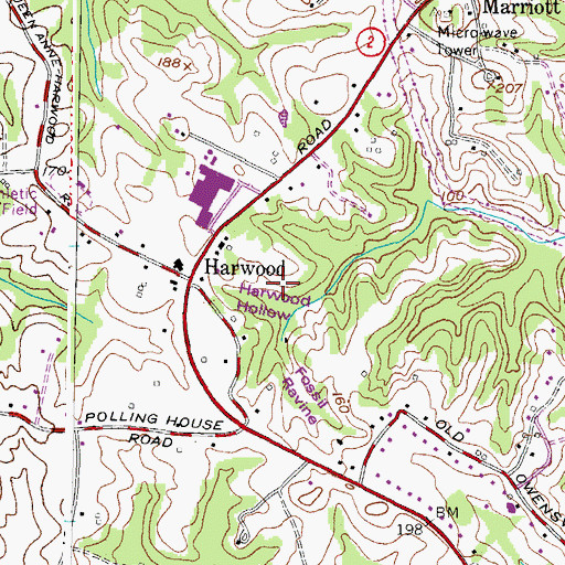Topographic Map of Harwood Hollow, MD
