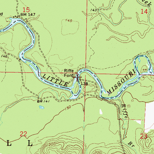 Topographic Map of Riffe Ford, AR