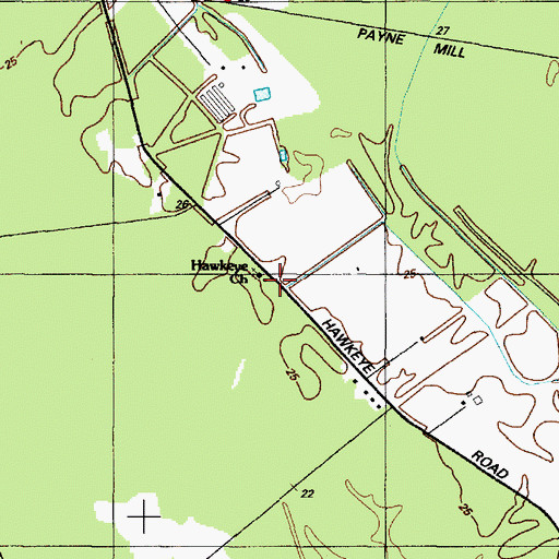 Topographic Map of Hawkeye Church, MD