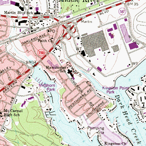 Topographic Map of Hawthorne Elementary School, MD