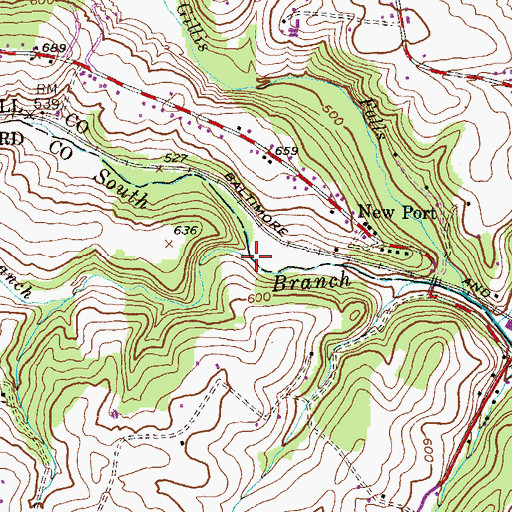 Topographic Map of Hay Meadow Branch, MD