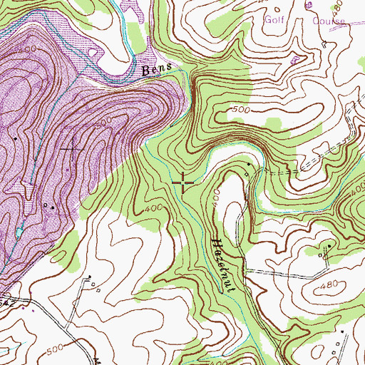 Topographic Map of Hazelnut Run, MD