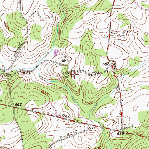 Topographic Map of Heaps Cemetery, MD