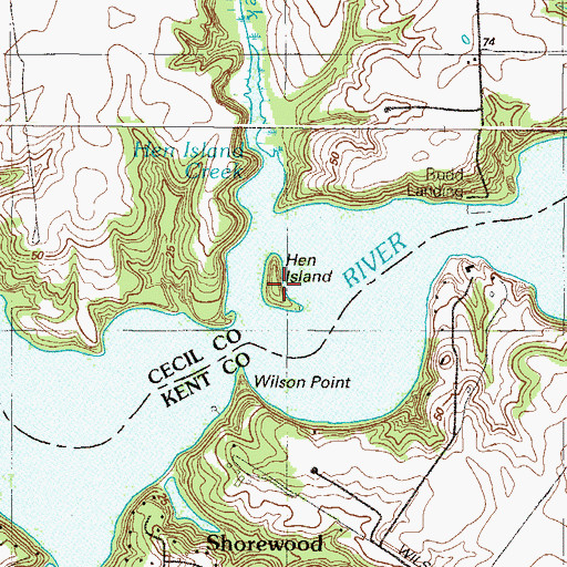 Topographic Map of Hen Island, MD