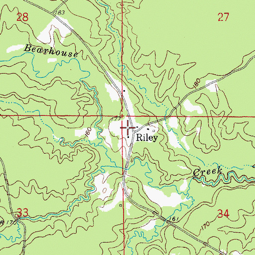 Topographic Map of Riley, AR