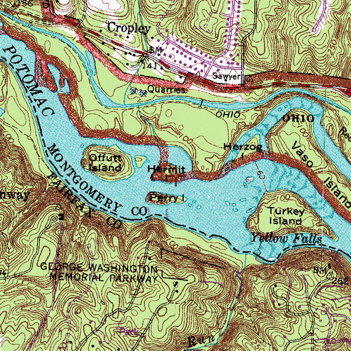 Topographic Map of Hermit Island, MD