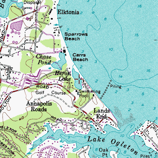 Topographic Map of Heron Lake, MD