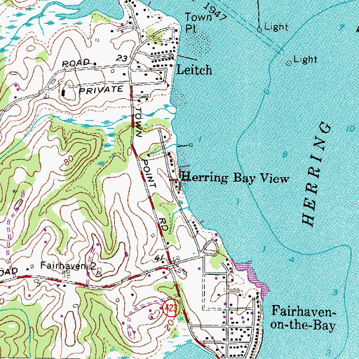 Topographic Map of Herring Bay View, MD