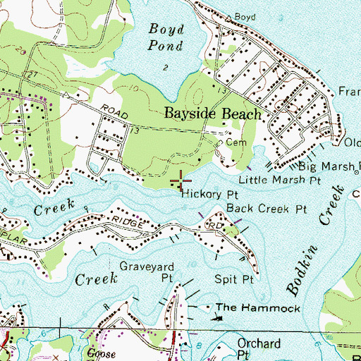 Topographic Map of Hickory Point, MD