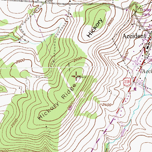 Topographic Map of Hickory Ridge, MD