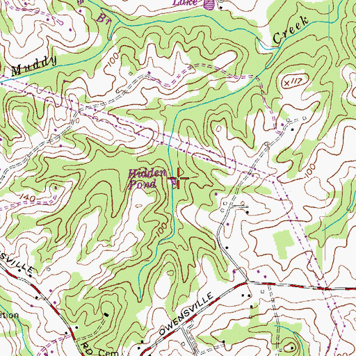 Topographic Map of Hidden Pond, MD
