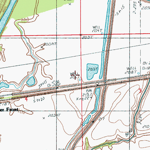 Topographic Map of River Front, AR