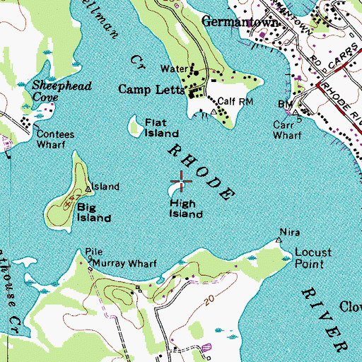 Topographic Map of High Island, MD
