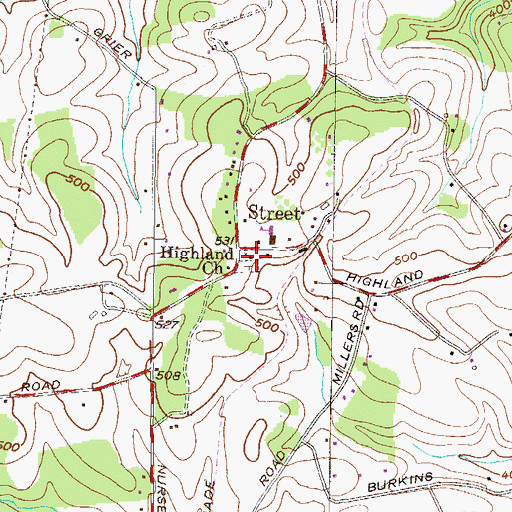 Topographic Map of Highland Presbyterian Church, MD