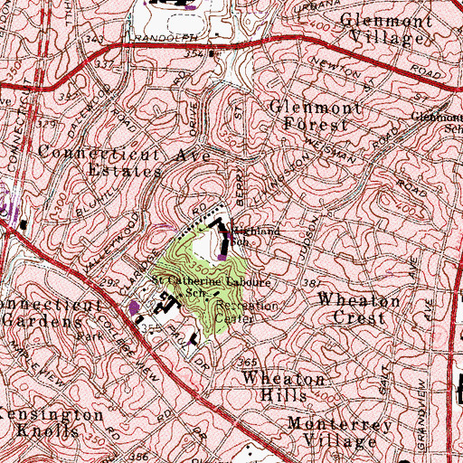 Topographic Map of Highland Elementary School, MD