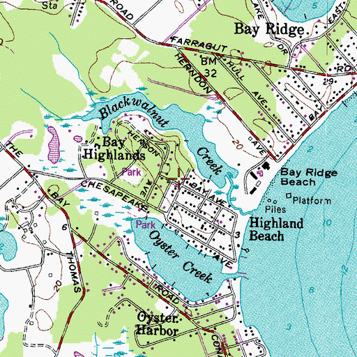 Topographic Map of Highlands Bay, MD