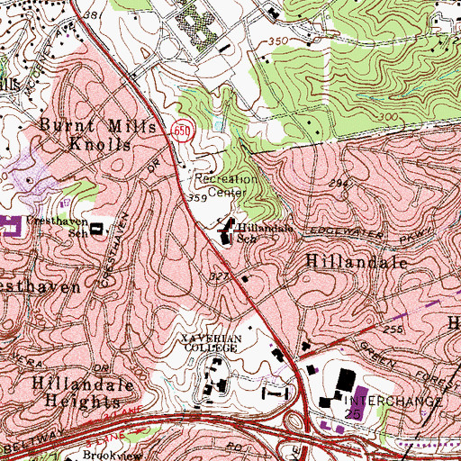 Topographic Map of Hillandale School, MD