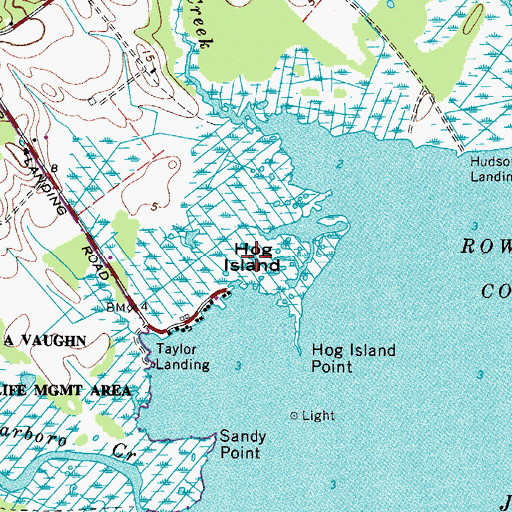 Topographic Map of Hog Island, MD