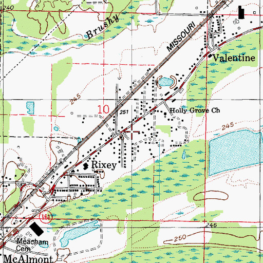 Topographic Map of Rixey, AR
