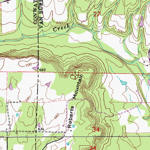 Topographic Map of Roberts Mountain, AR