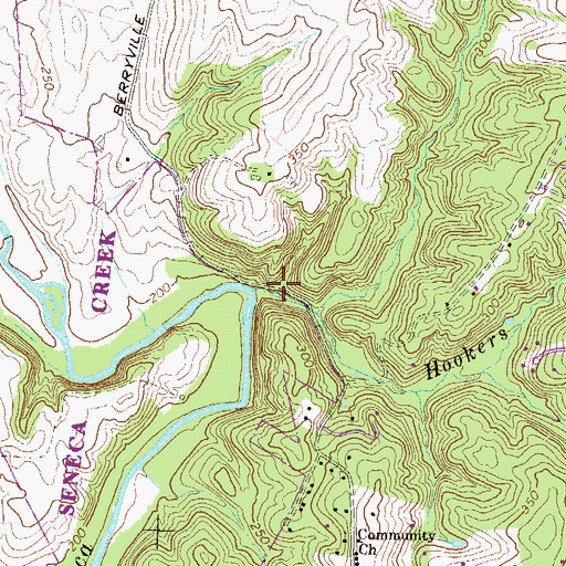 Topographic Map of Hookers Branch, MD