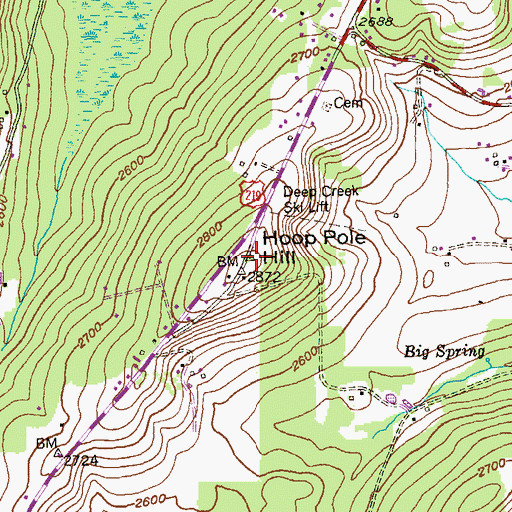 Topographic Map of Hoop Pole Ridge, MD