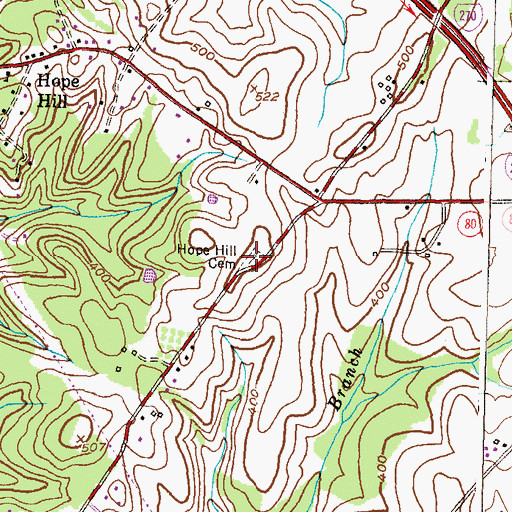 Topographic Map of Hope Hill Cemetery, MD