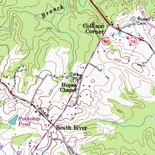 Topographic Map of Hope United Methodist Church, MD