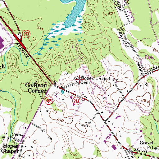 Topographic Map of Hope Methodist Episcopal Chapel Cemetery, MD