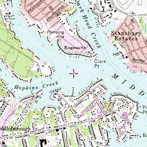 Topographic Map of Hopkins Creek, MD