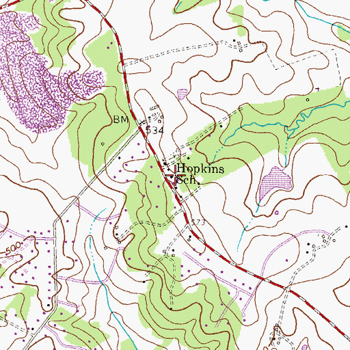 Topographic Map of Hopkins School, MD