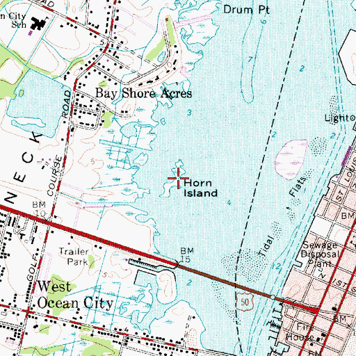 Topographic Map of Horn Island, MD
