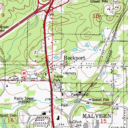 Topographic Map of Rockport, AR