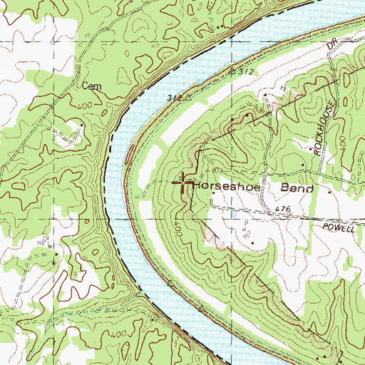 Topographic Map of Horseshoe Bend, MD