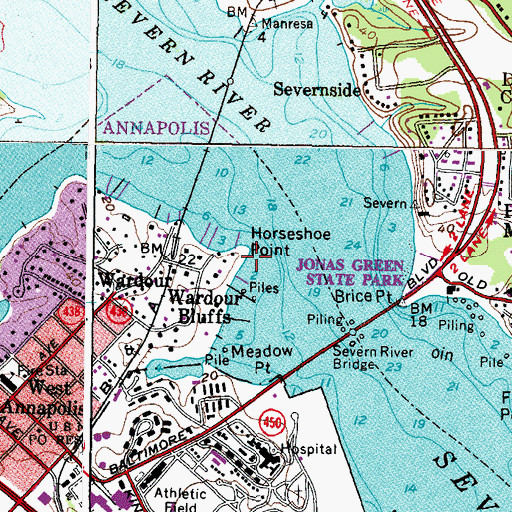 Topographic Map of Horseshoe Point, MD