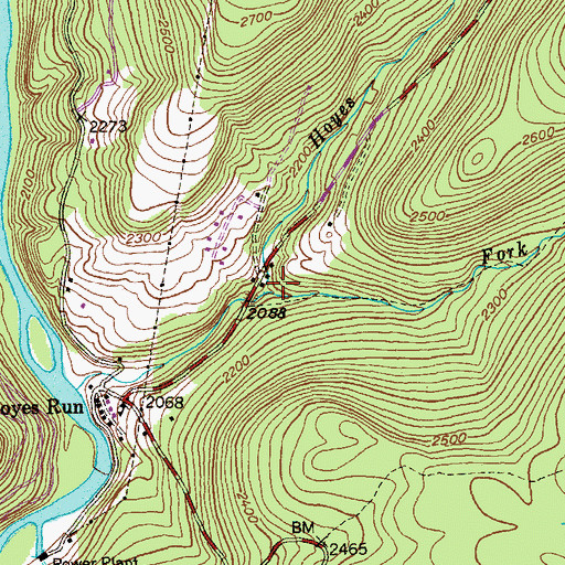 Topographic Map of Hoyes Run, MD