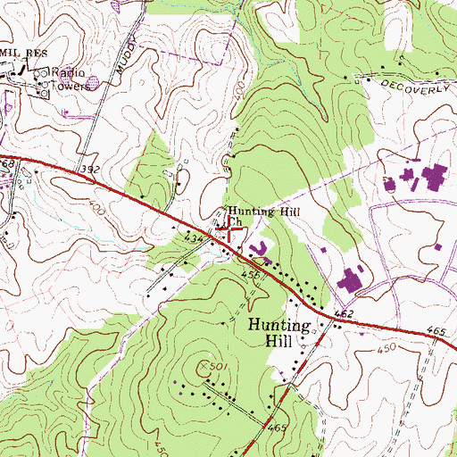 Topographic Map of Hunting Hill Church, MD