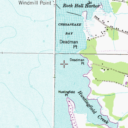 Topographic Map of Huntingfield Creek, MD