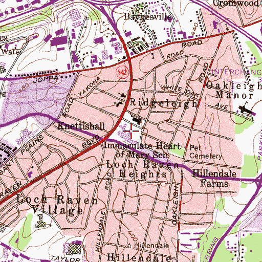 Topographic Map of Immaculate Heart of Mary School, MD