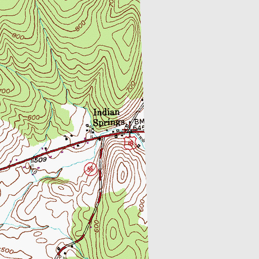 Topographic Map of Indian Springs, MD