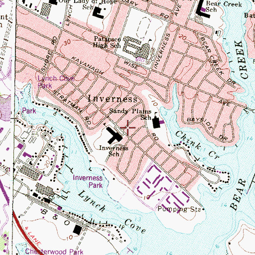 Topographic Map of Inverness Elementary School, MD