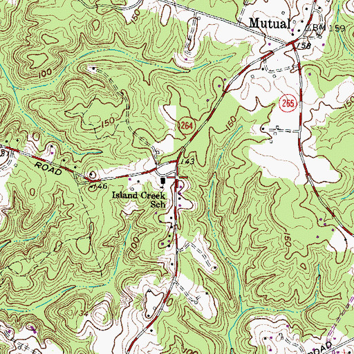 Topographic Map of Island Creek School, MD