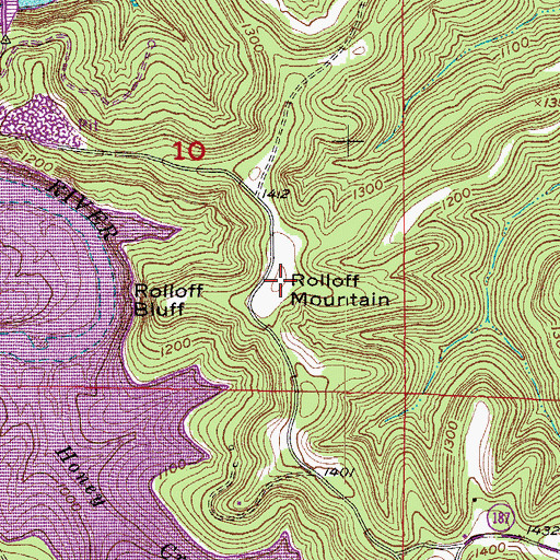 Topographic Map of Rolloff Mountain, AR