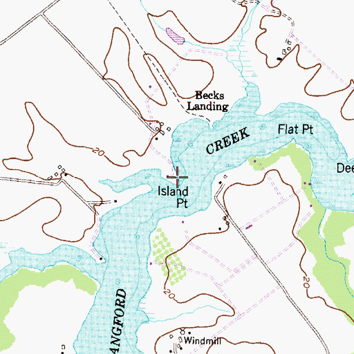 Topographic Map of Island Point, MD