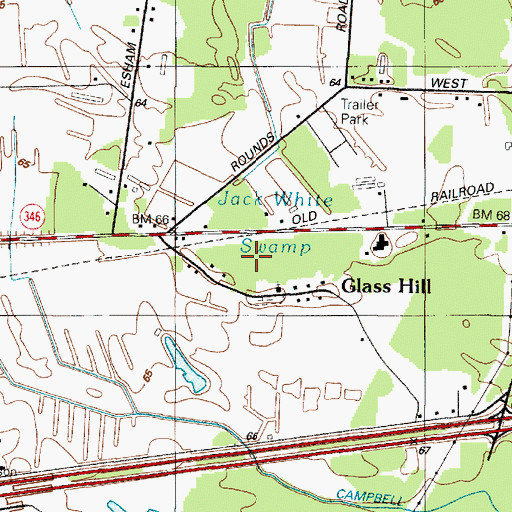 Topographic Map of Jack White Swamp, MD
