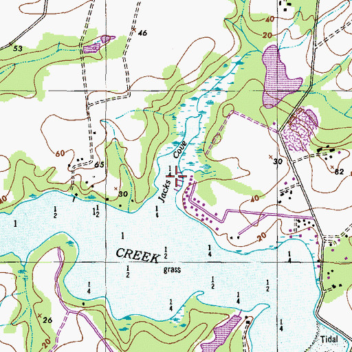 Topographic Map of Jacks Cove, MD