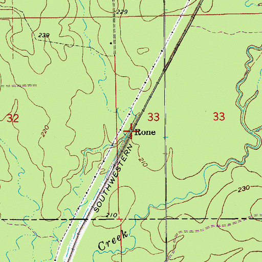 Topographic Map of Rone, AR