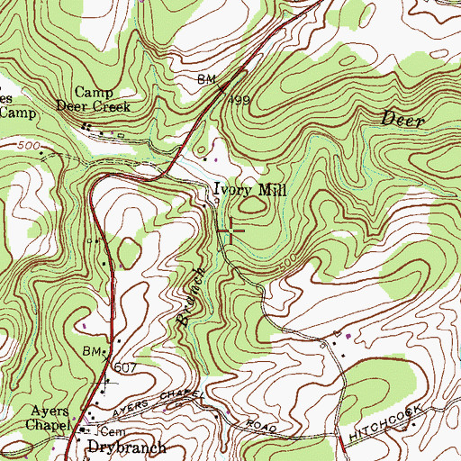 Topographic Map of Jackson Branch, MD